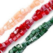 Faceted Glass Beads Cube 2x2